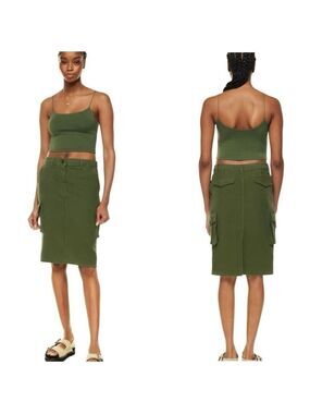 ARITZIA WILFRED FREE Havasu Olive Green Chino Cargo Skirt Multi Pocket US Sz 8